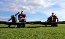 Mike Booth and Ken Bones over the moon, after completing a seventh display season with the Spitfires at Baldock scale day. 6.10.13