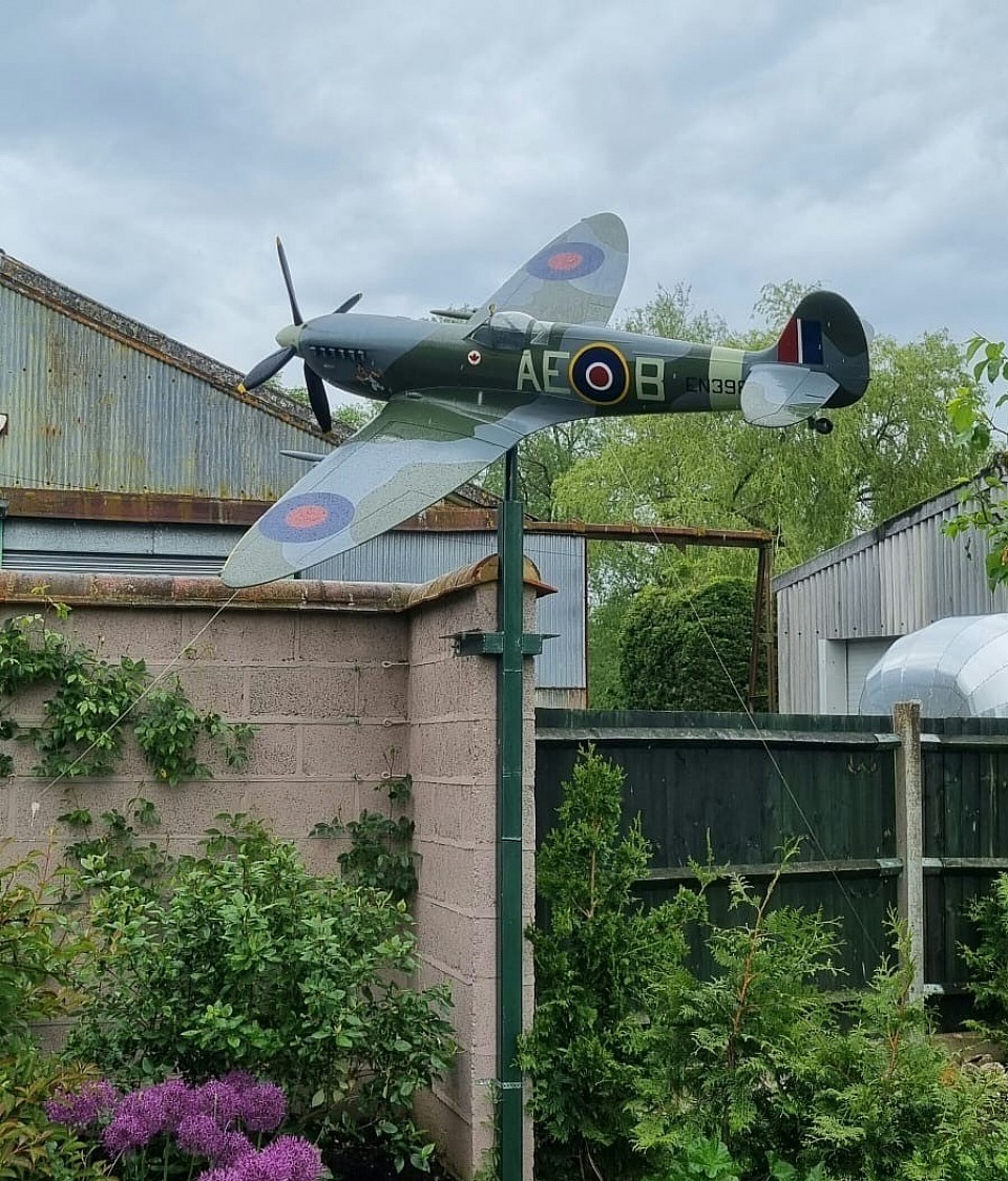 MK IX Spitfire replica in its new home